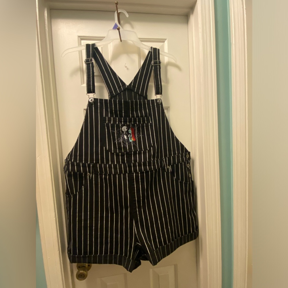 NWOT Disney Nightmare Before Christmas Jack Skellington Shortalls